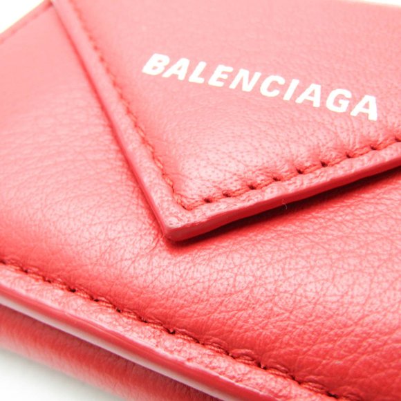 Balenciaga Papier Mini Wallet 391446 Women's Leather Wallet (tri-fold) Red Color - Picture 10 of 16